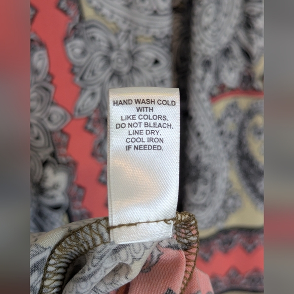 Cato Womens Maxi Dress XL Paisley Scarf Print Halter Neckline Pink Yellow Olive - Picture 7 of 8